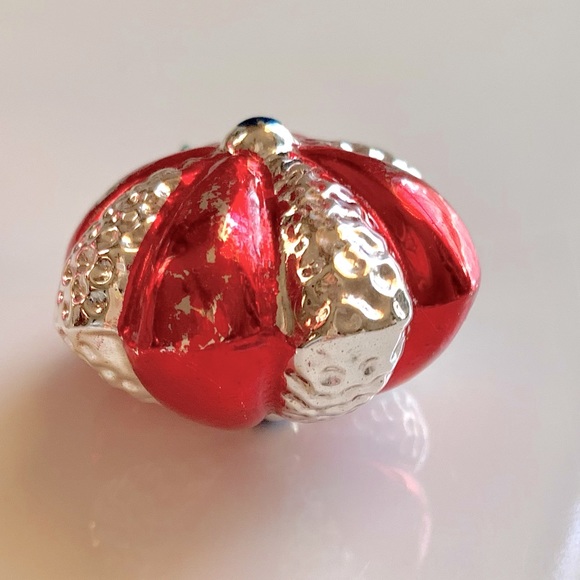 Two Vintage Mercury Glass Ornaments from Columbia- Santa Head & Poinsettia - Picture 6 of 12